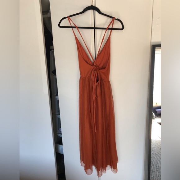 Burnt Orange, Medium, Tea-length Party Dress - Picture 2 of 8